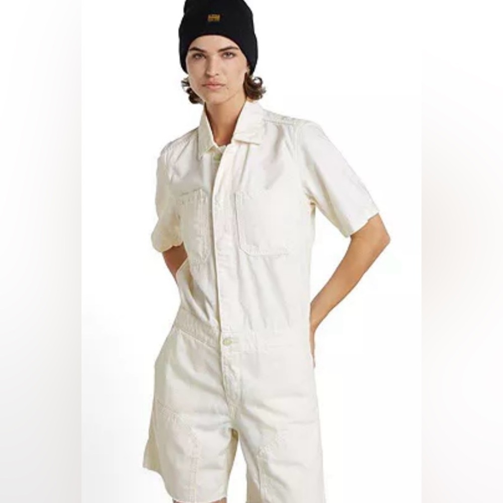 G-Star Cream Short Sleeve Jumpsuit